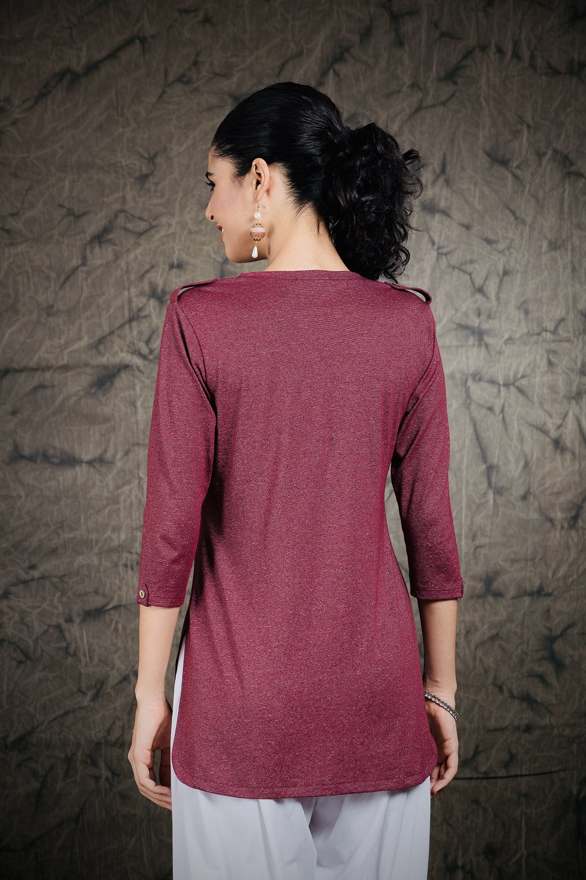 Gloss Maroon Long Kurta Top