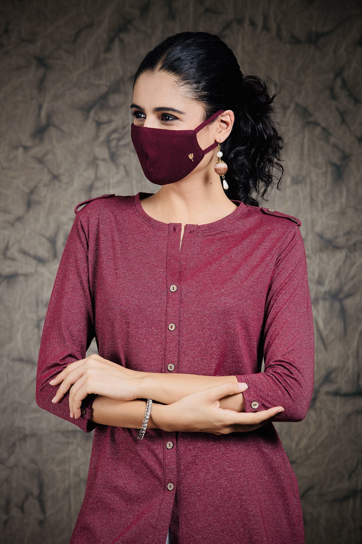 Gloss Maroon Long Kurta Top