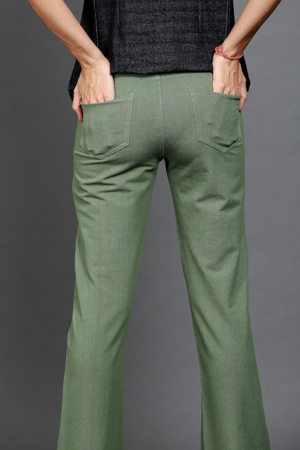 Sage Green Denim Look Trousers