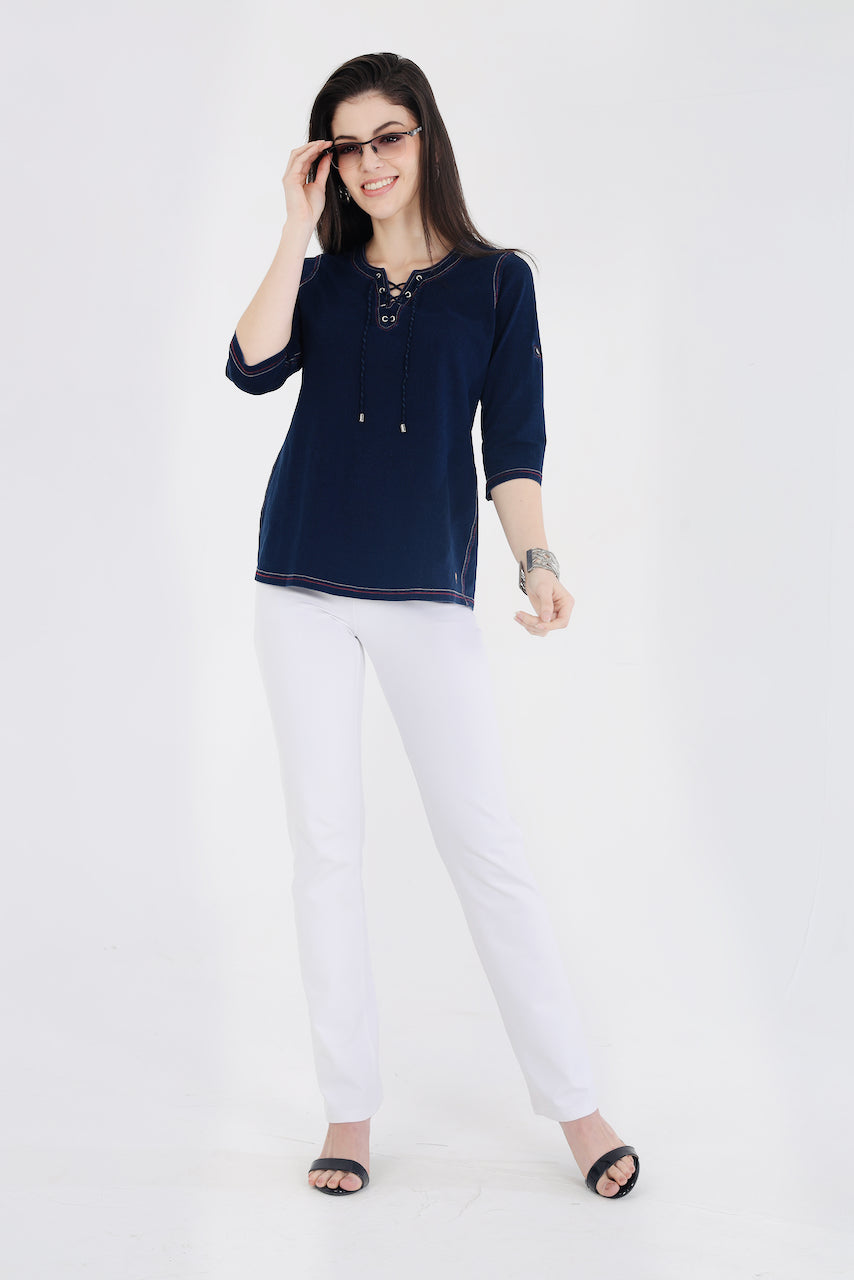Denim Stretch Islet Top