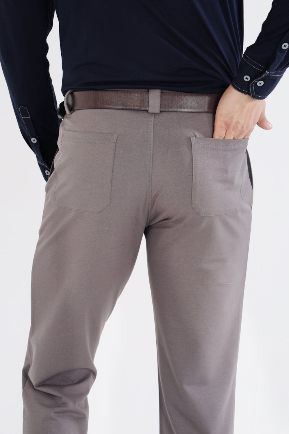 Men’s Dark Grey Stretch Cotton Rich Golf Formal Pants