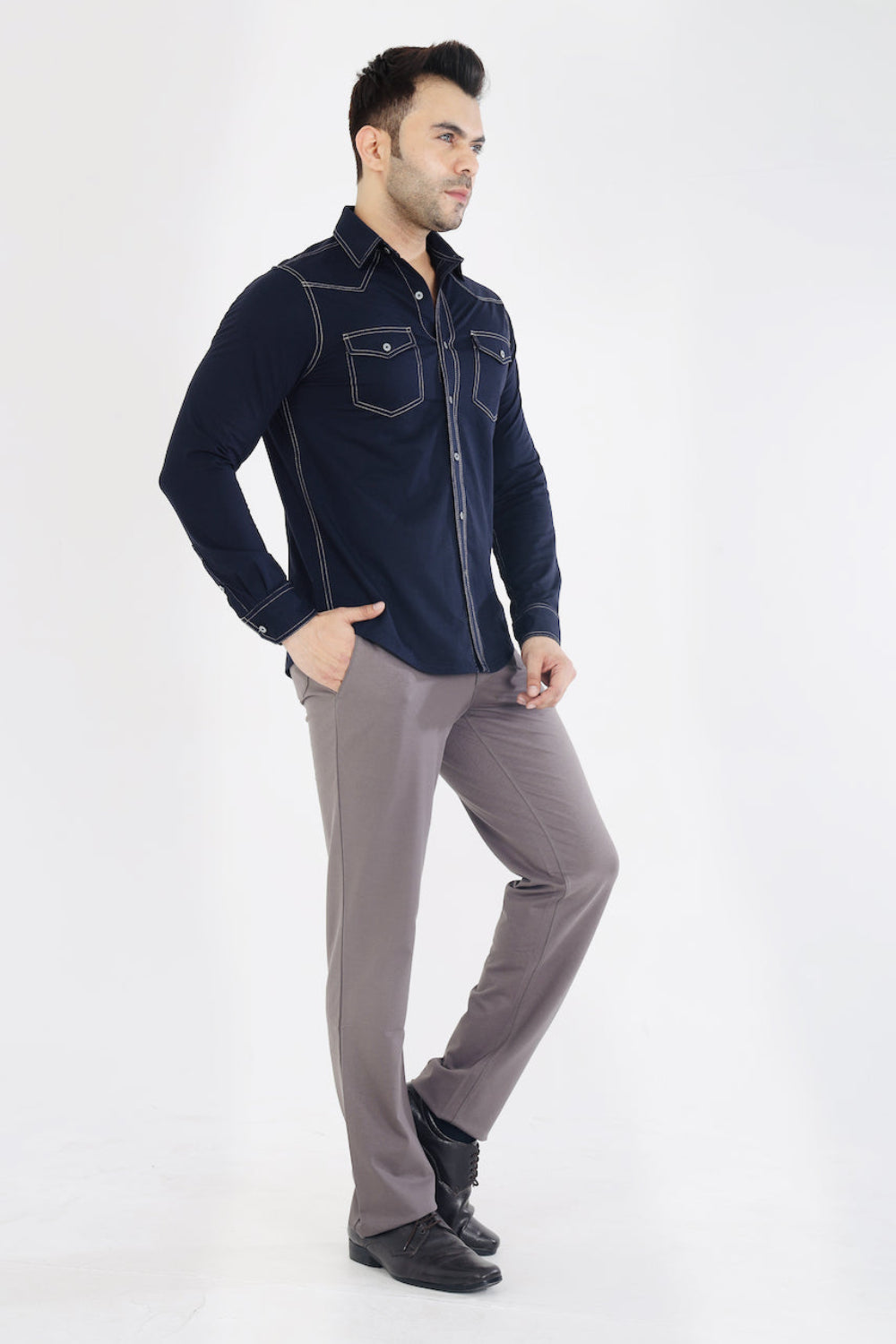 Men’s Dark Grey Stretch Cotton Rich Golf Formal Pants