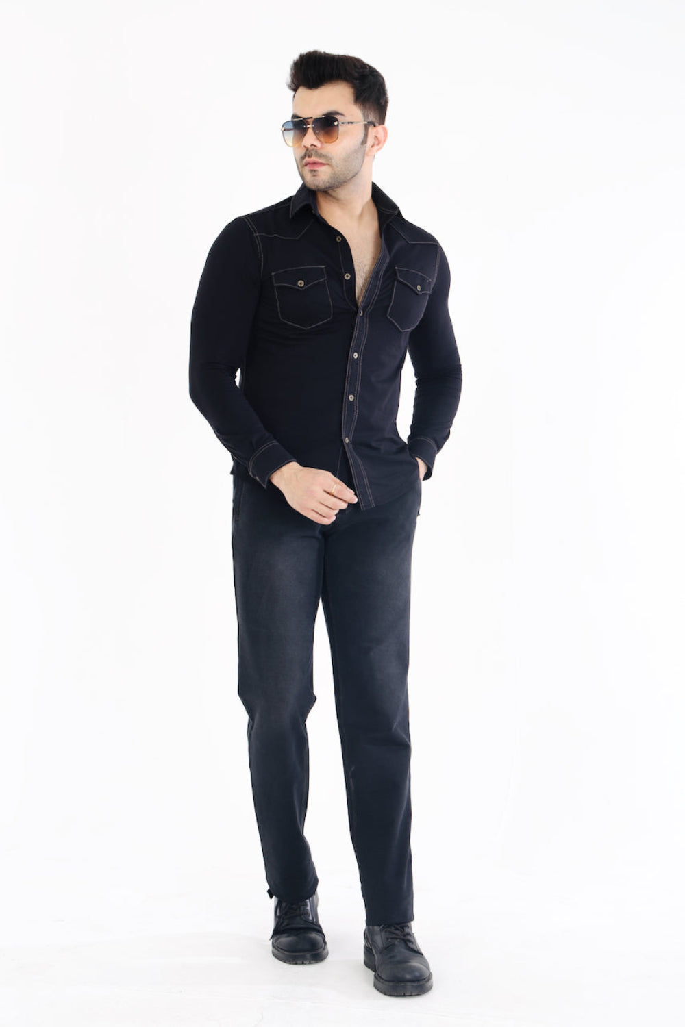 Men’s Charcoal Black Stretch Denim Jeans