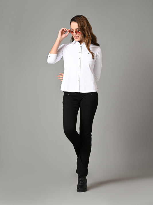 Black Superior Cotton Stretch Gentle Bootcut Pants