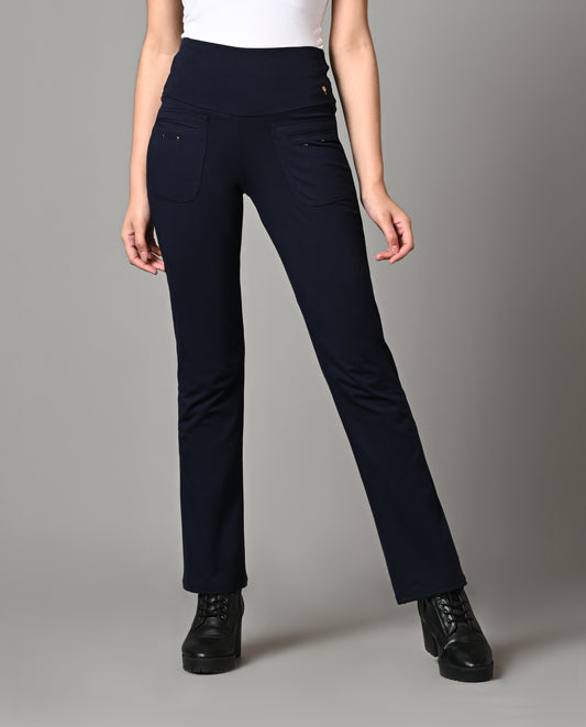 Navy Superior Cotton Stretch Gentle Bootcut Pants