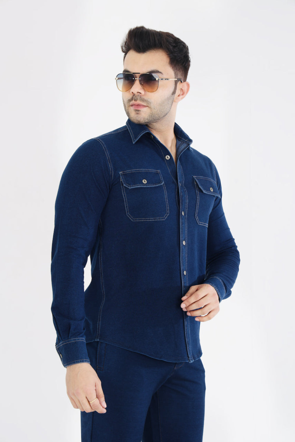 Men’s Stretch Denim Indigo Overshirt