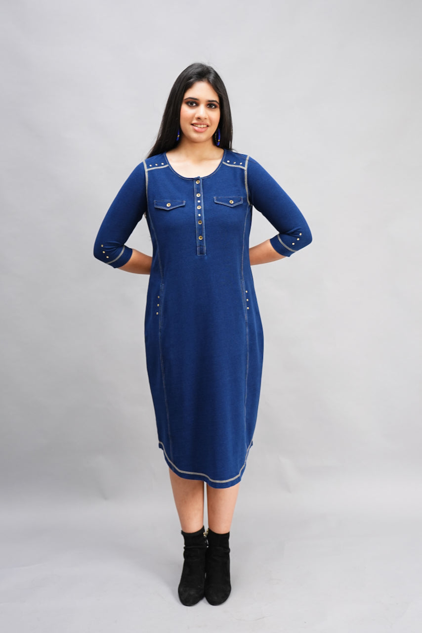 Denim Round Neck Dress