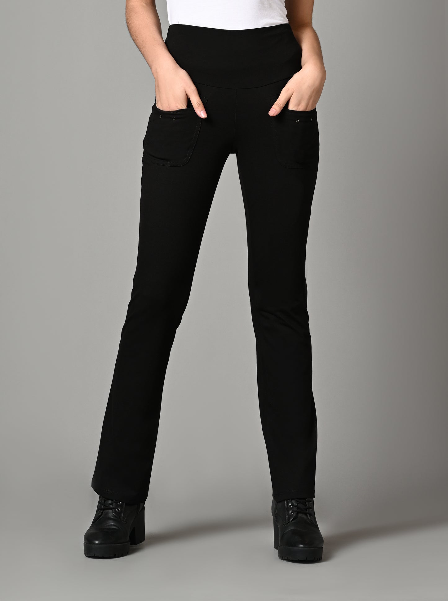 Black Superior Cotton Stretch Gentle Bootcut Pants