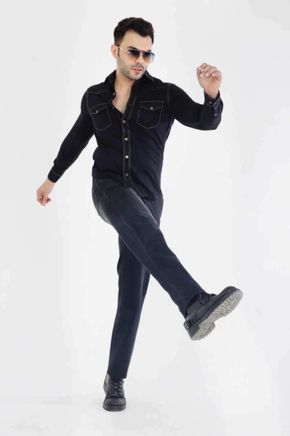 Men’s Charcoal Black Stretch Denim Jeans
