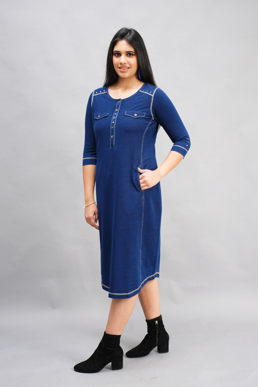 Denim Round Neck Dress