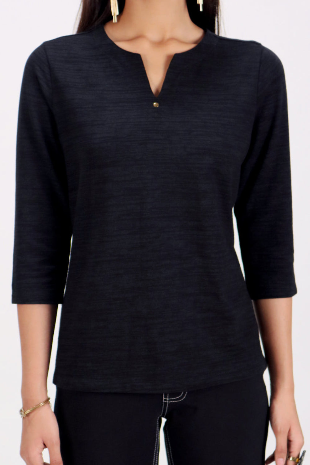 Black Stretch Top with Rhinestone