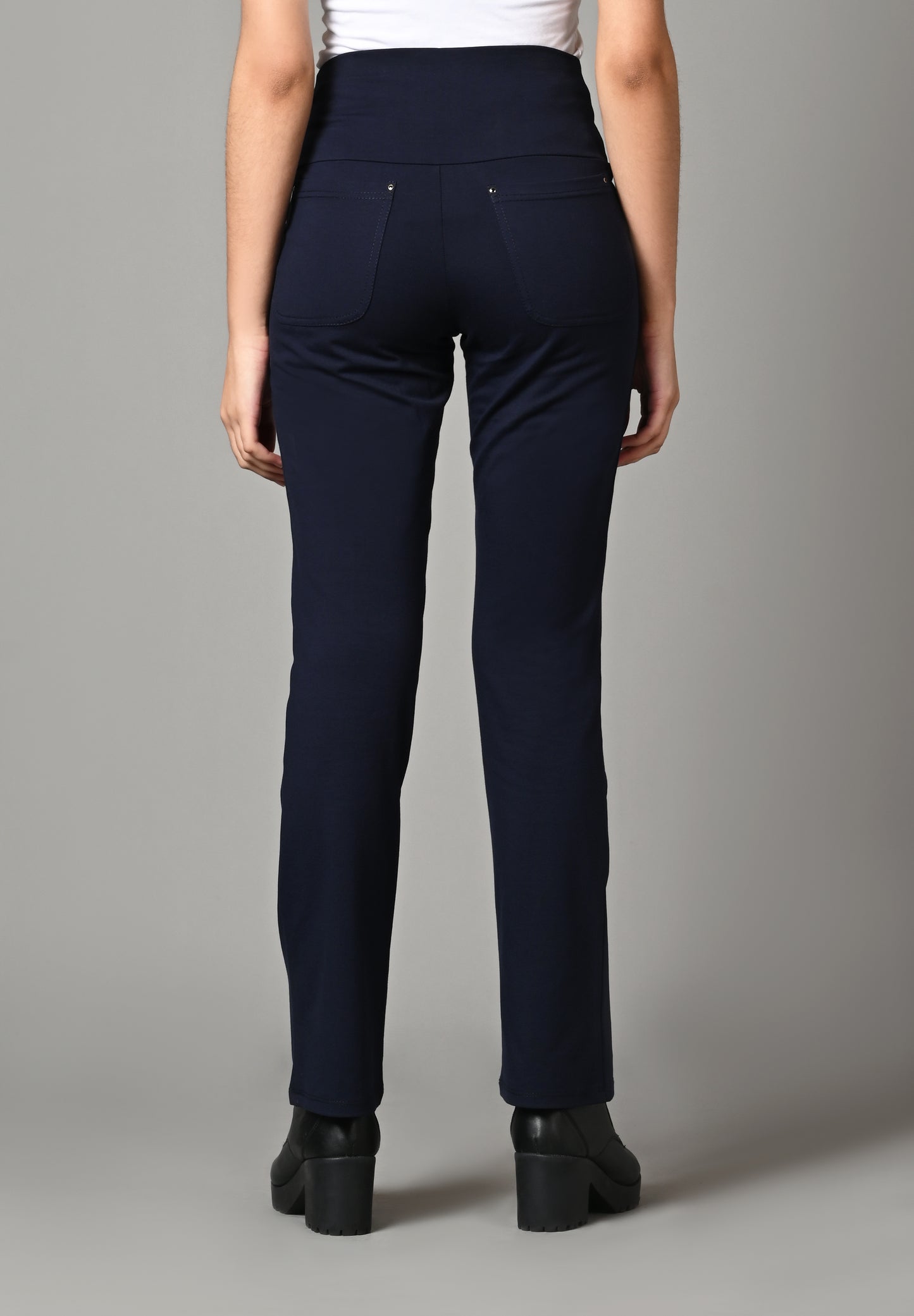 Navy Superior Cotton Stretch Gentle Bootcut Pants