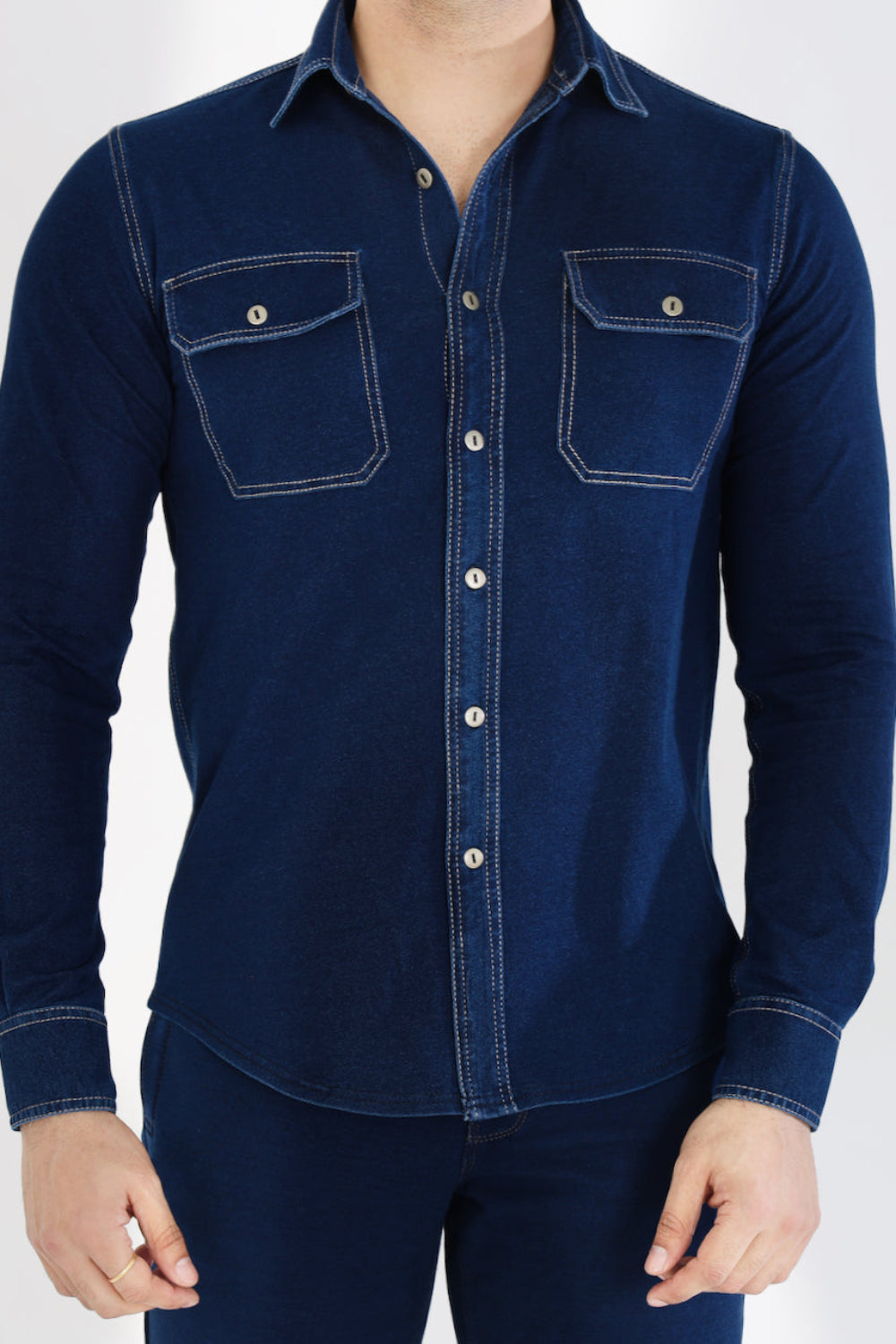 Men’s Stretch Denim Indigo Overshirt