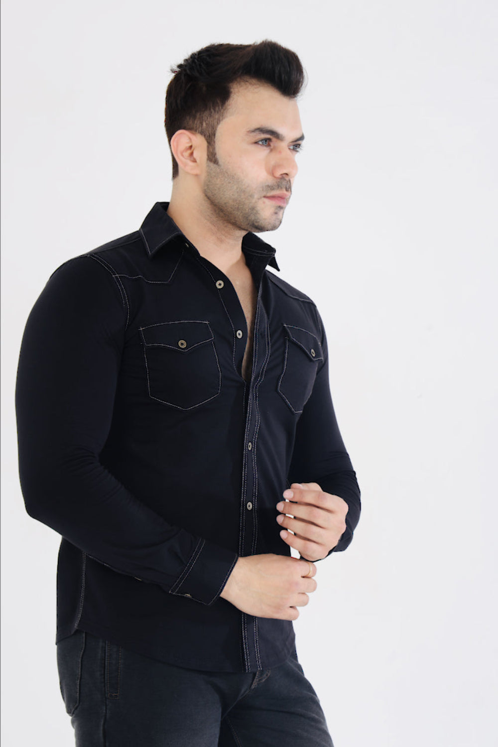 Men’s Classic Black Stretch Shirt