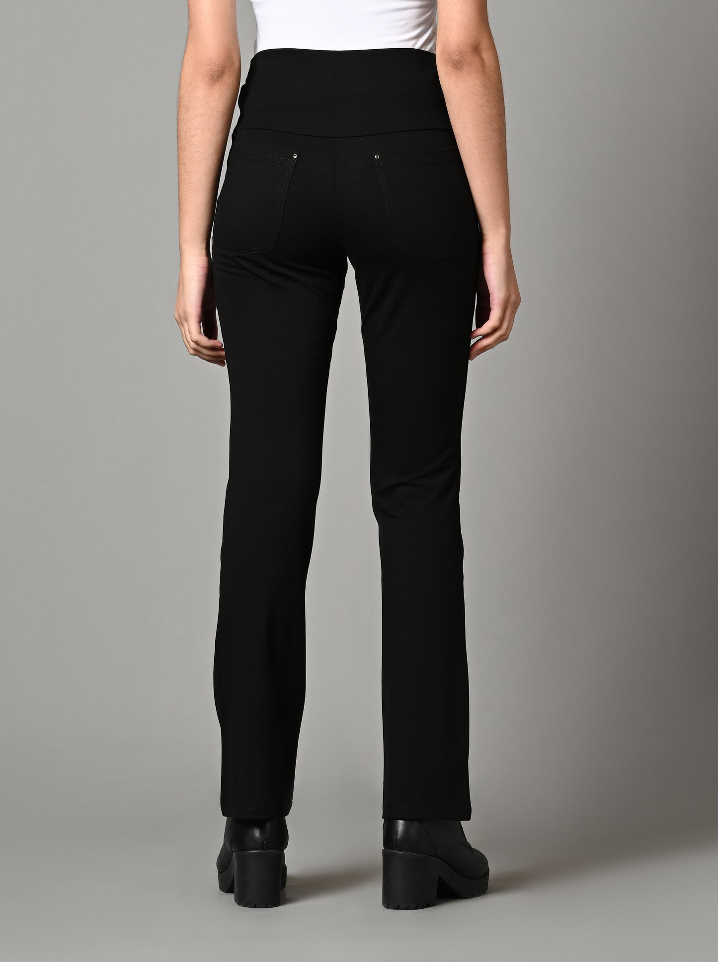 Black Superior Cotton Stretch Gentle Bootcut Pants