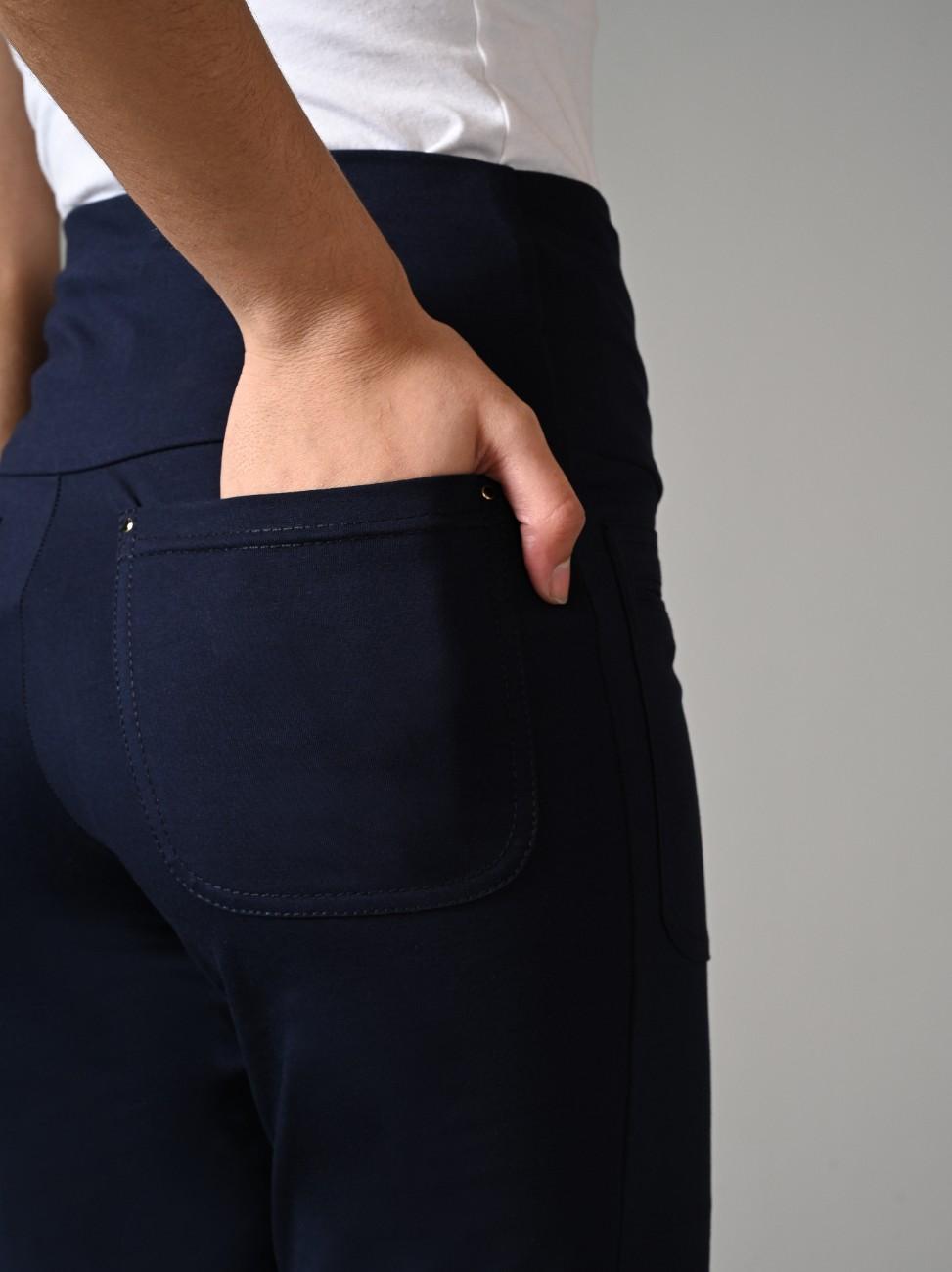 Navy Superior Cotton Stretch Gentle Bootcut Pants