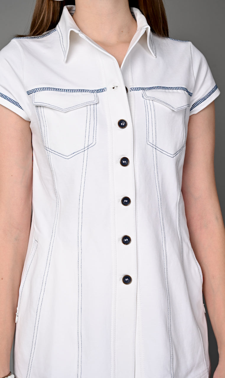White Cotton Stretch Jacket Top