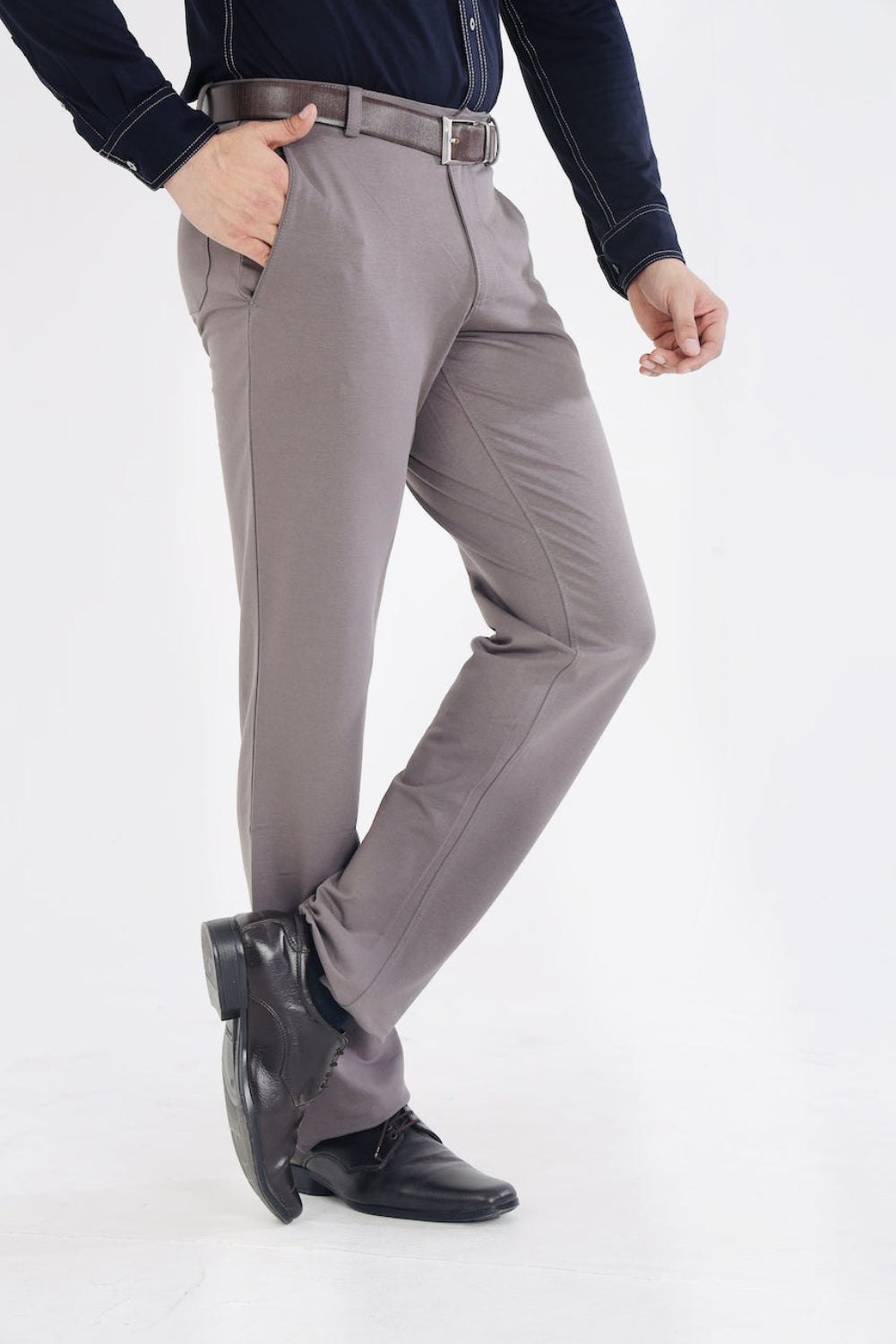 Men’s Dark Grey Stretch Cotton Rich Golf Formal Pants