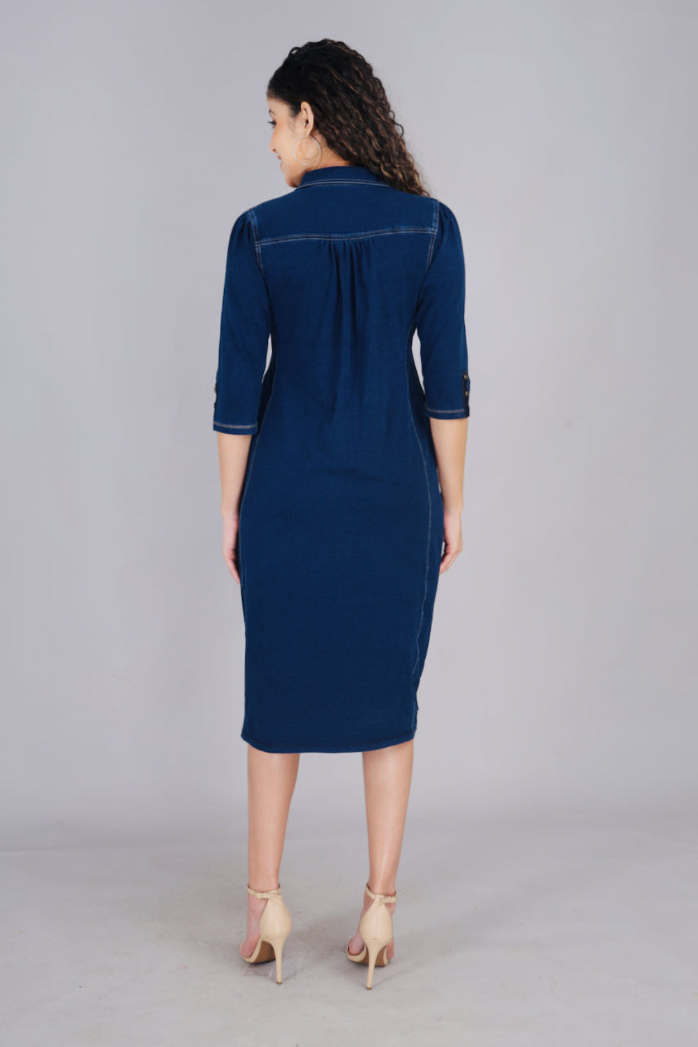 Stretch Denim Dress with Patch Pockets