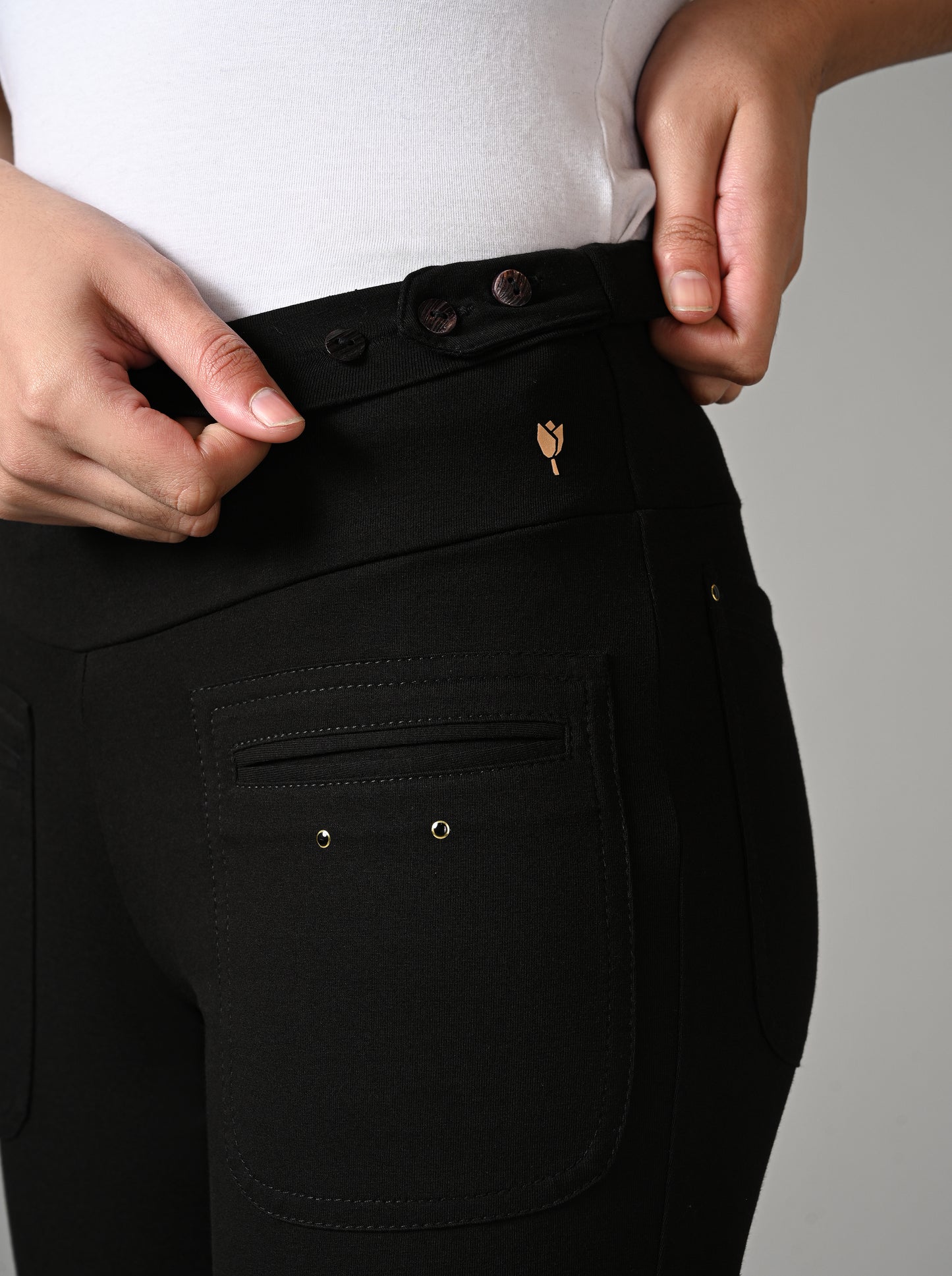 Black Superior Cotton Stretch Gentle Bootcut Pants