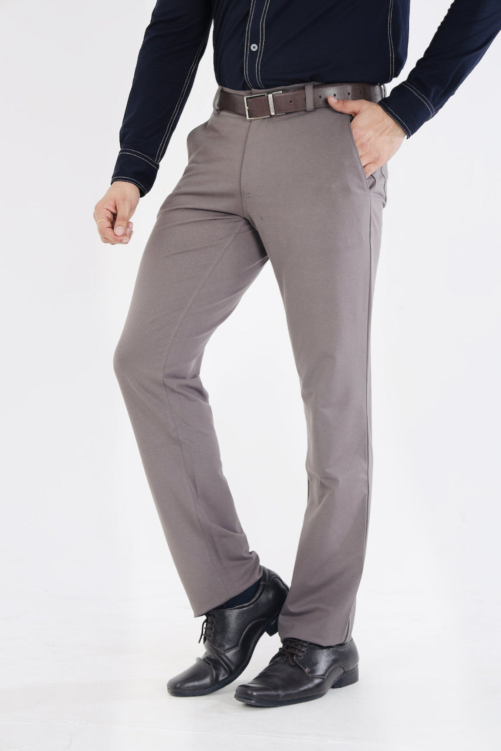 Men’s Dark Grey Stretch Cotton Rich Golf Formal Pants
