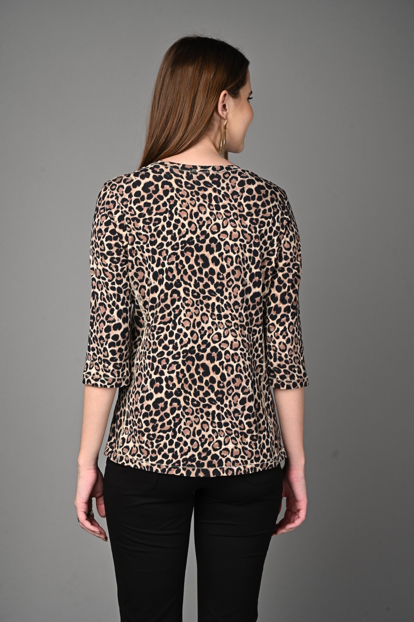 Leopard Print Cotton Stretch Formal Top