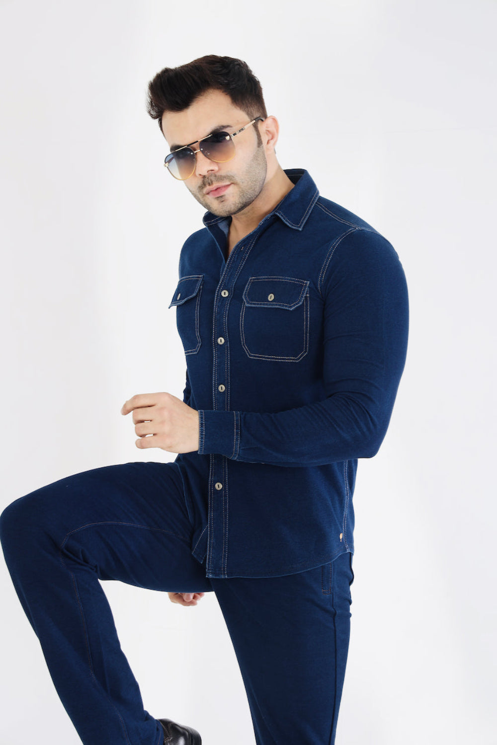 Men’s Stretch Denim Indigo Overshirt