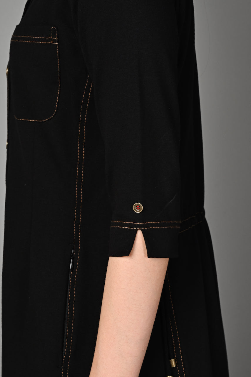Black Stretch Round-neck Dress