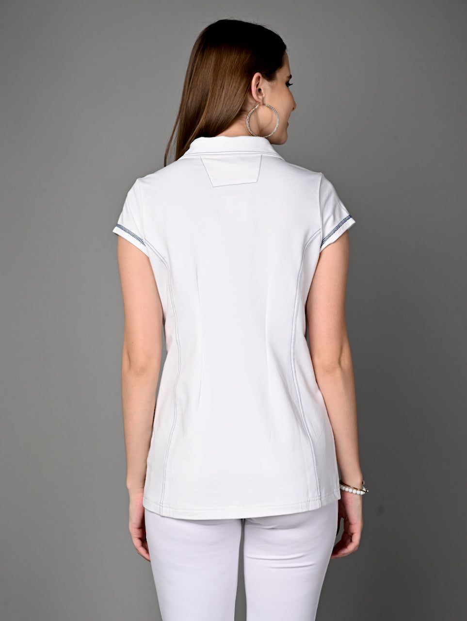 White Cotton Stretch Jacket Top