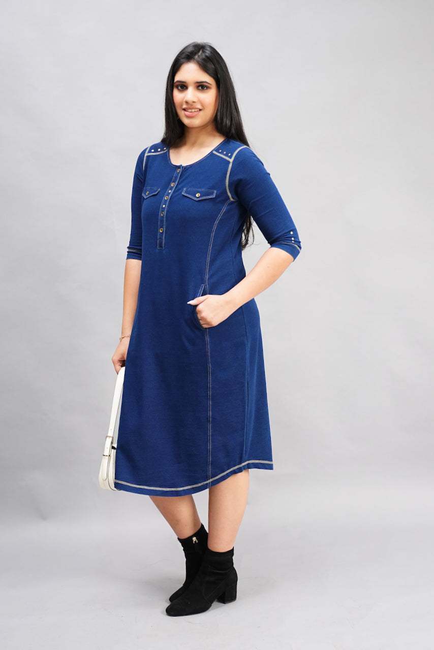 Denim Round Neck Dress