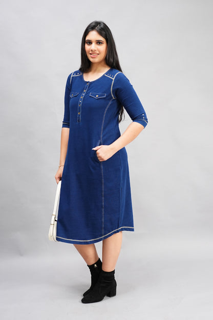 Denim Round Neck Dress