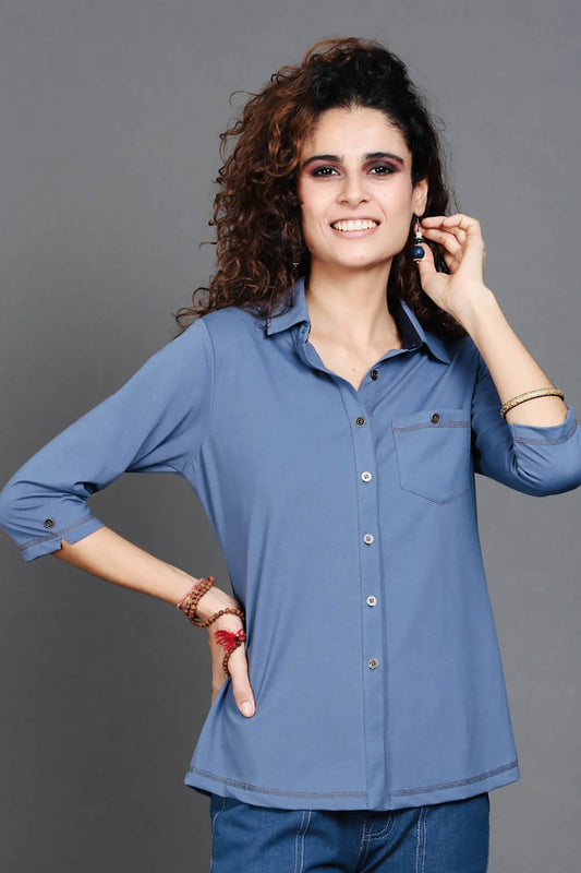 Medium Blue Cotton Stretch Shirt