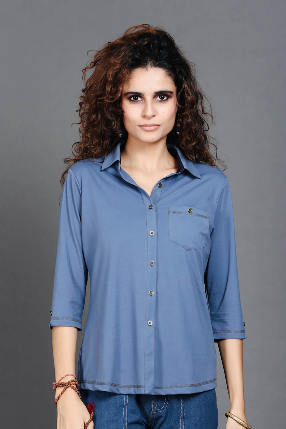 Medium Blue Cotton Stretch Shirt