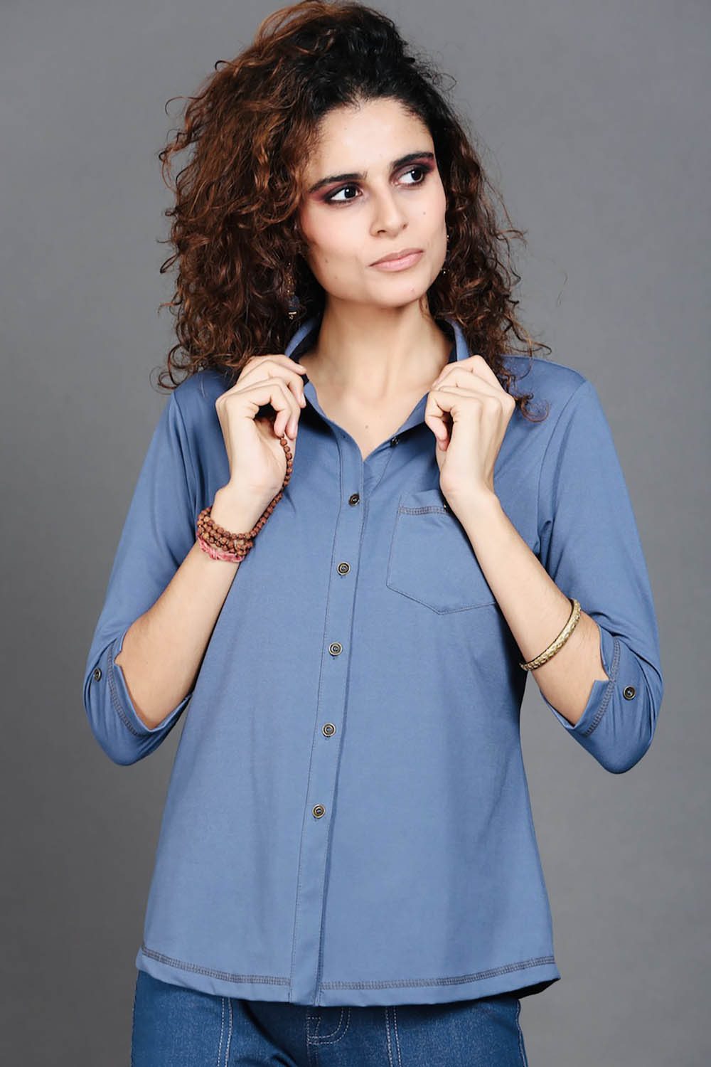 Medium Blue Cotton Stretch Shirt