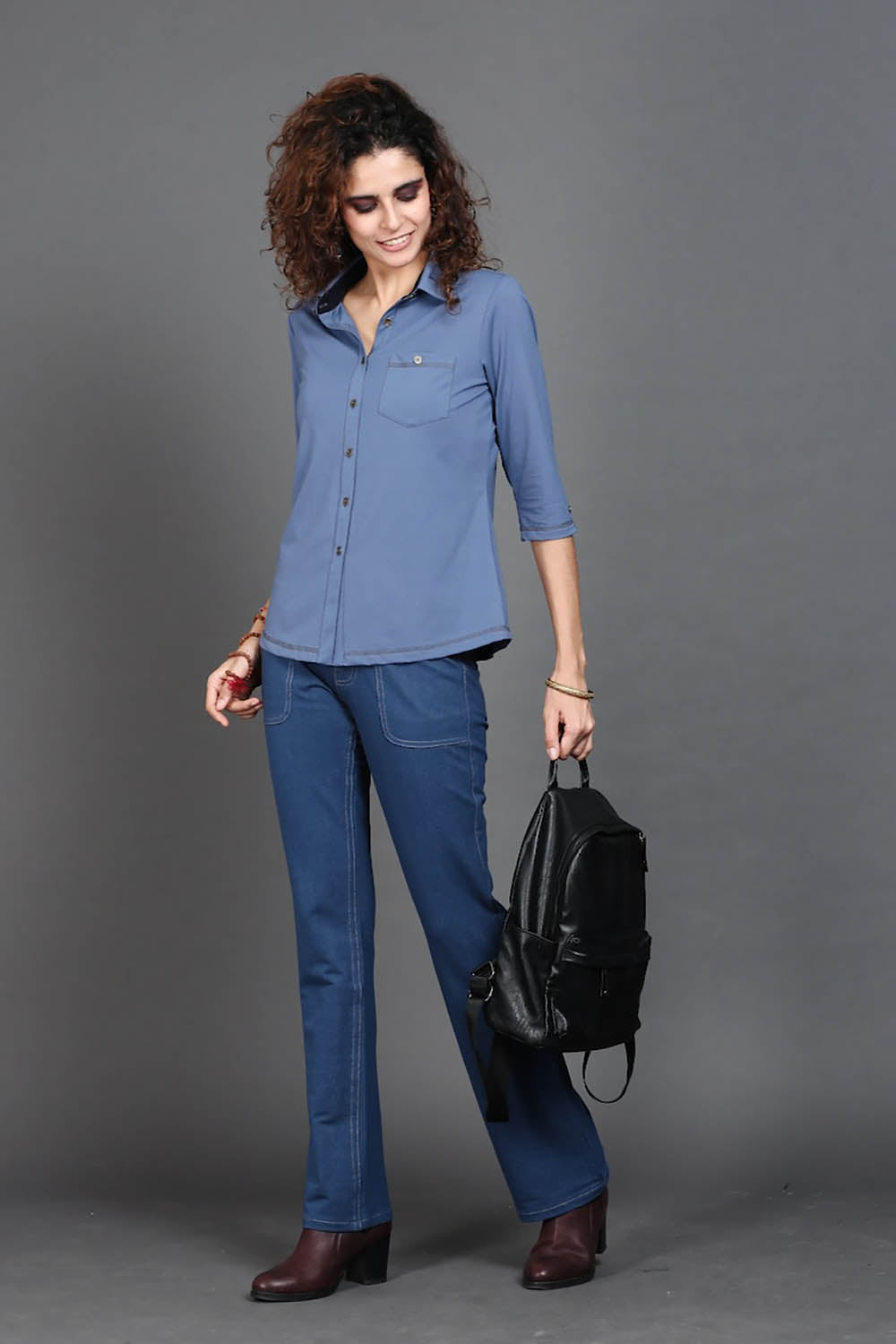 Medium Blue Cotton Stretch Shirt