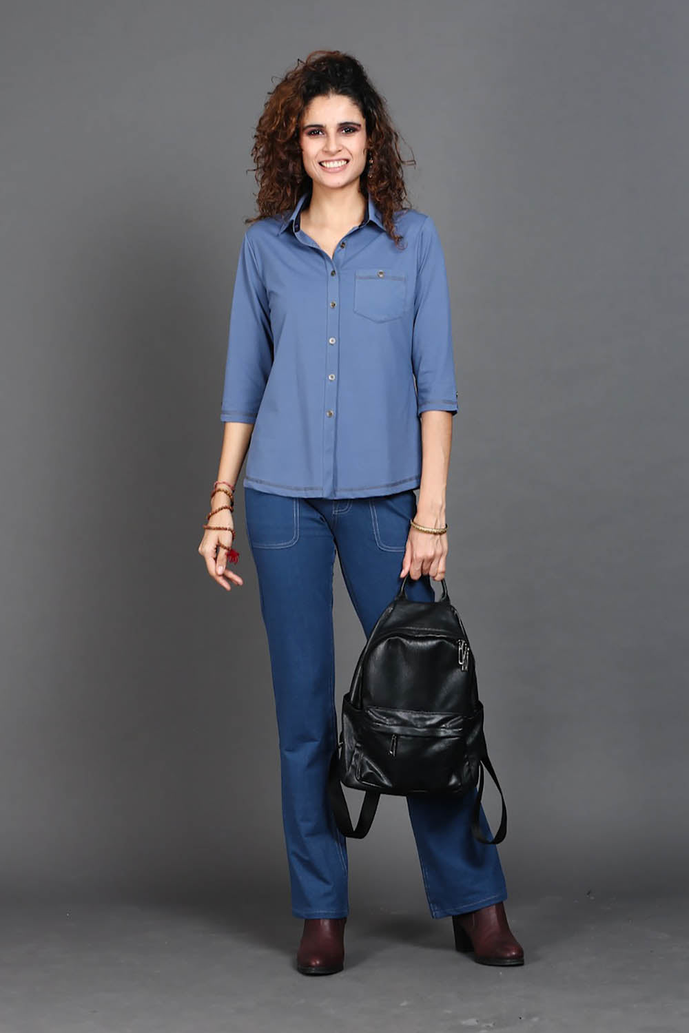Medium Blue Cotton Stretch Shirt