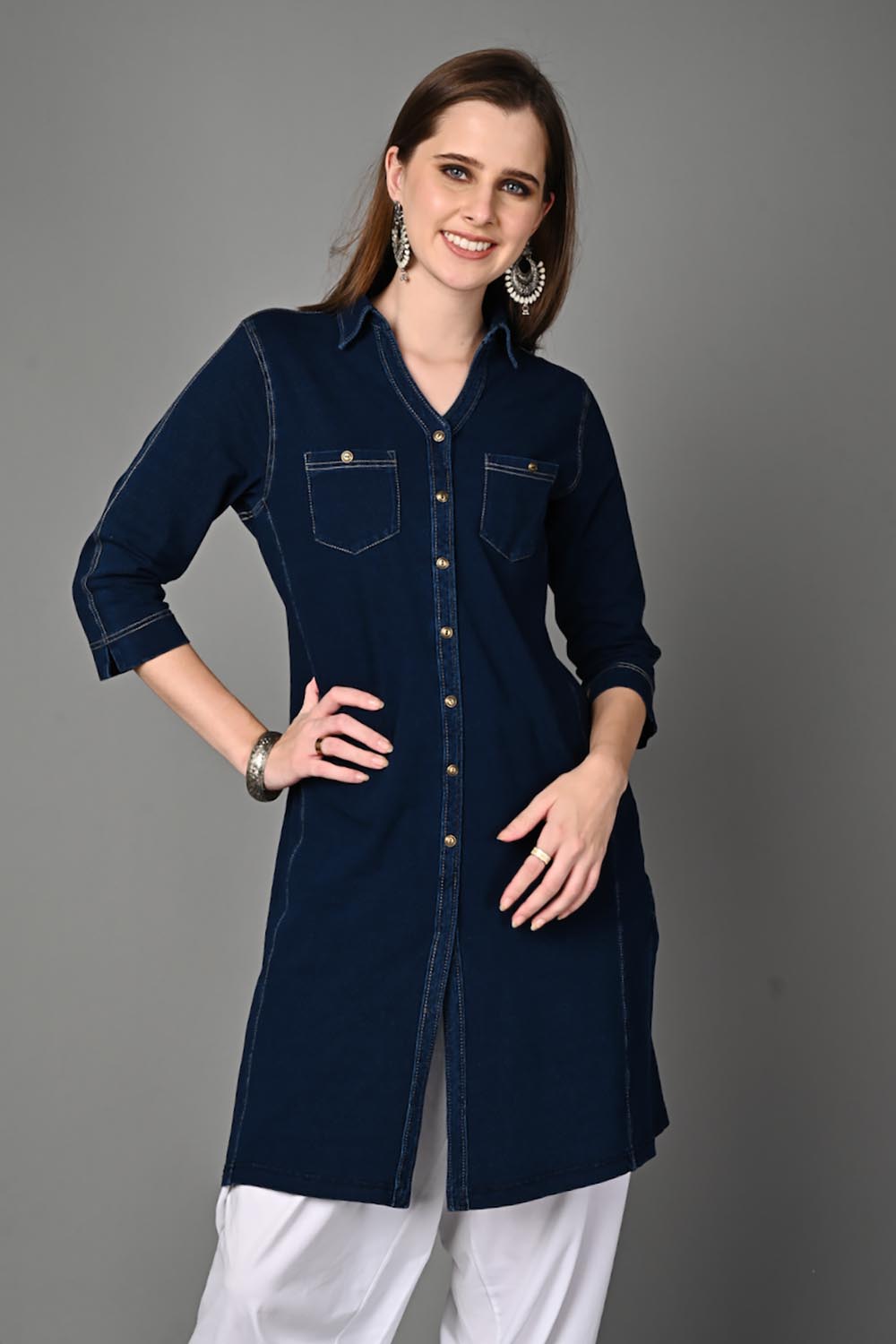Indigo Stretch Denim Tunic