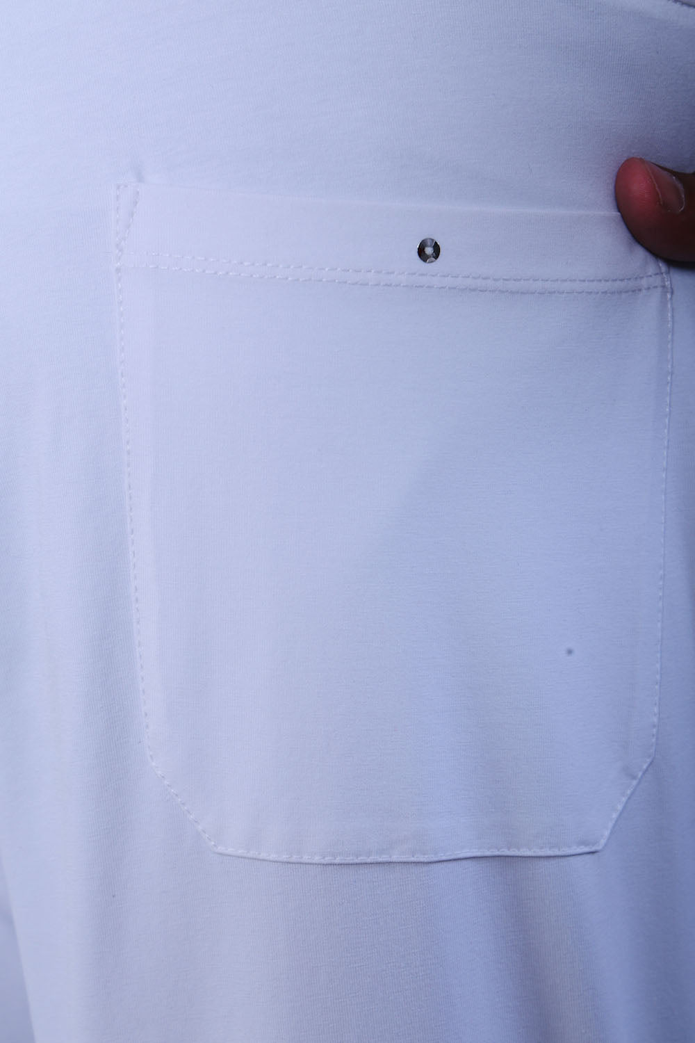 Men’s White Cotton Stretch Pajama Pants with Adjustable Waist