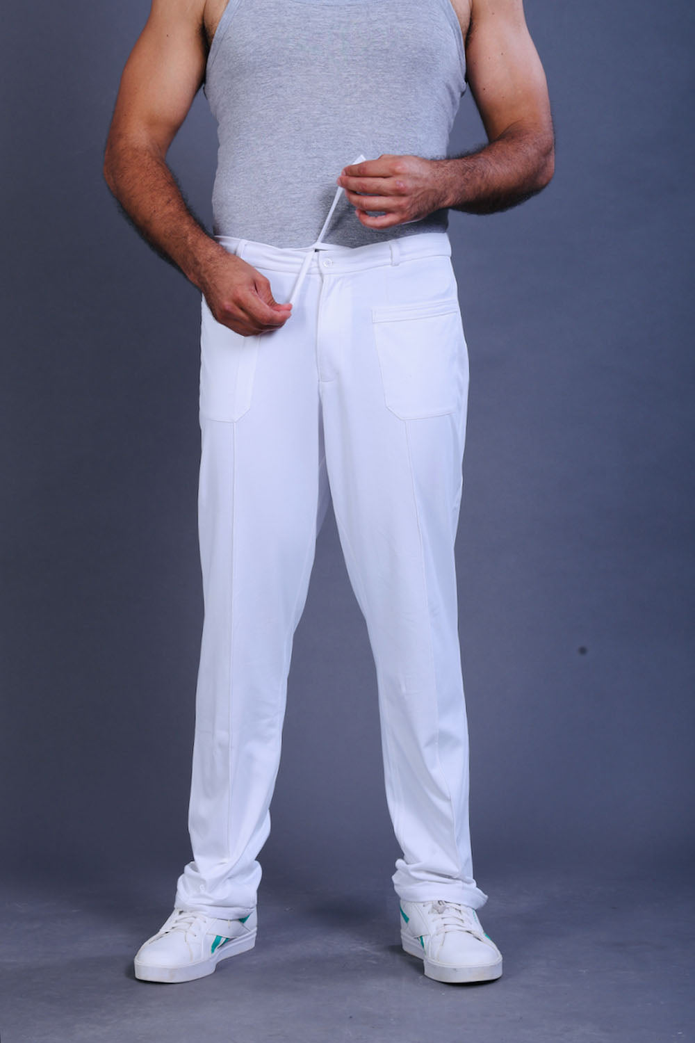 Men’s White Cotton Stretch Pajama Pants with Adjustable Waist