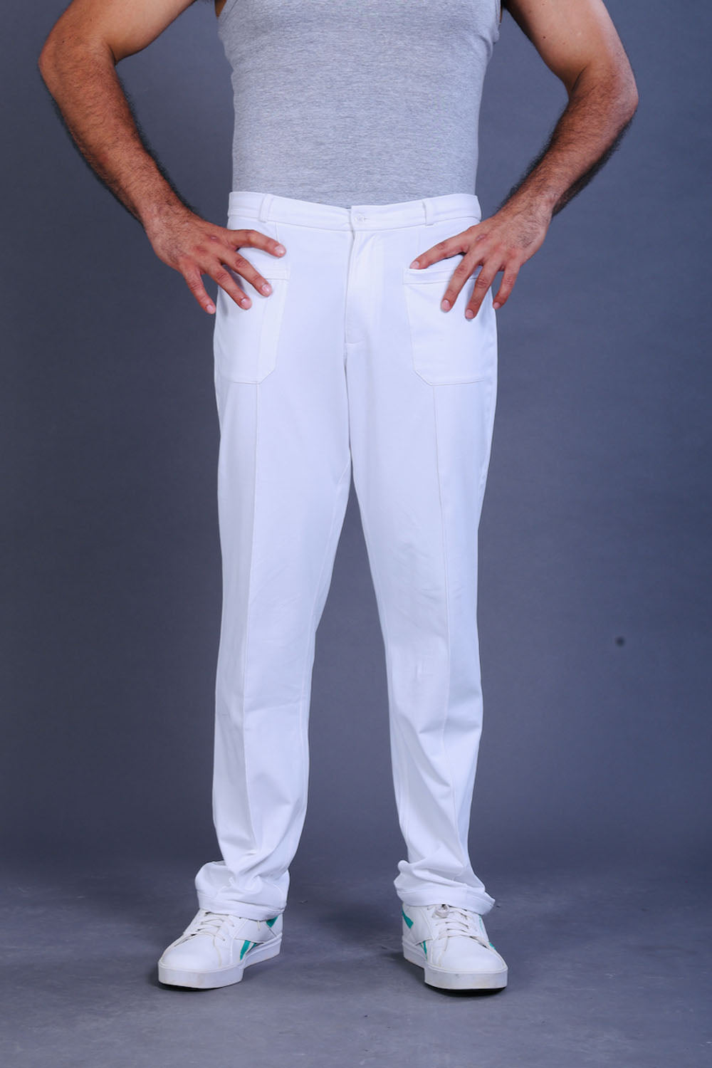 Men’s White Cotton Stretch Pajama Pants with Adjustable Waist