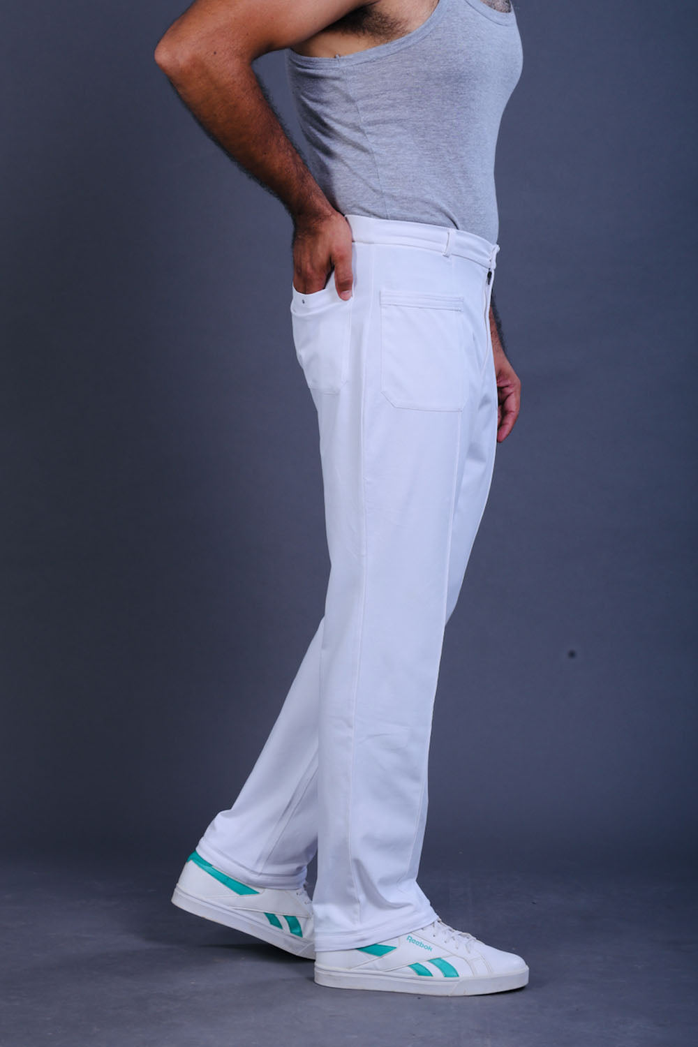 Men’s White Cotton Stretch Pajama Pants with Adjustable Waist