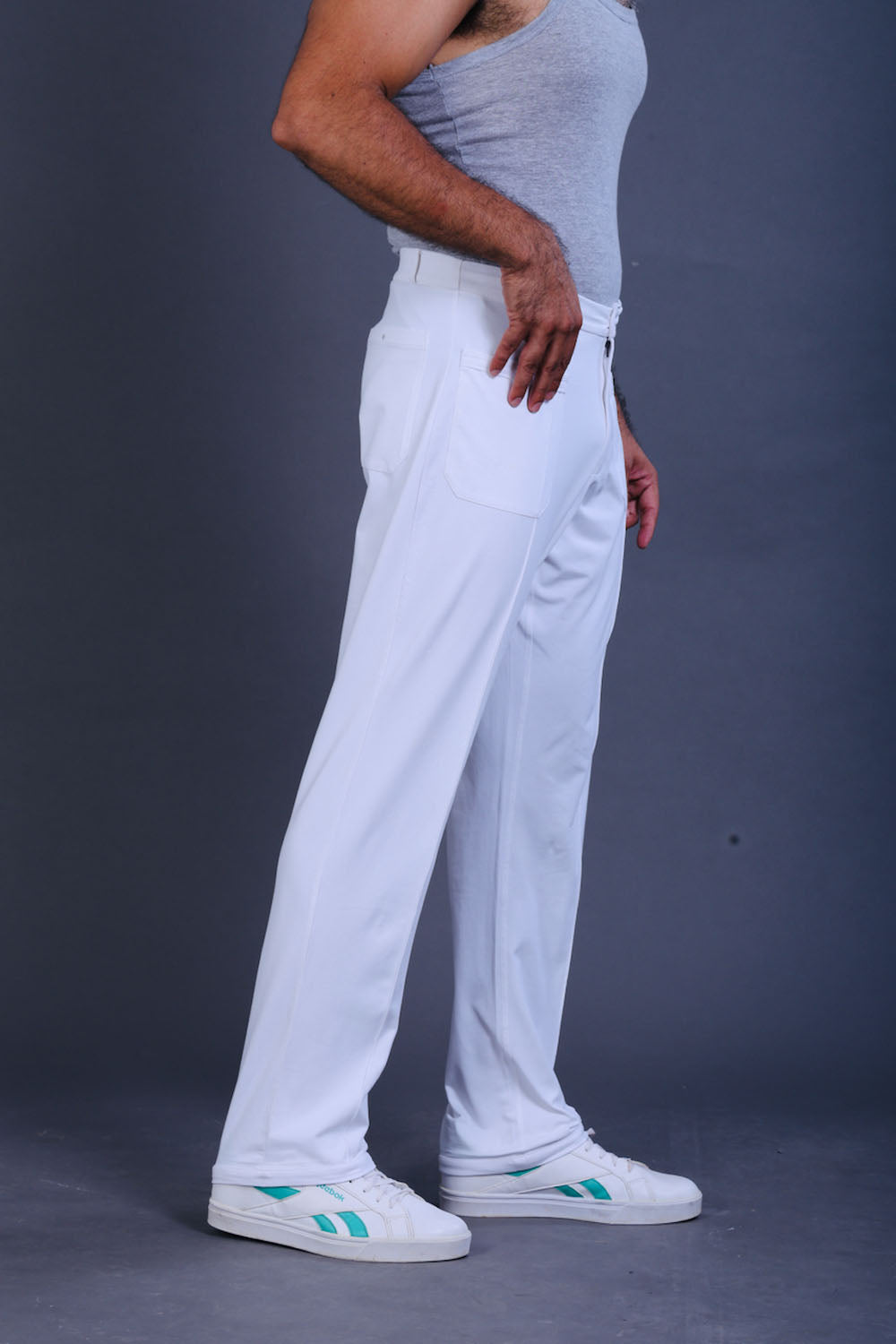 Men’s White Cotton Stretch Pajama Pants with Adjustable Waist