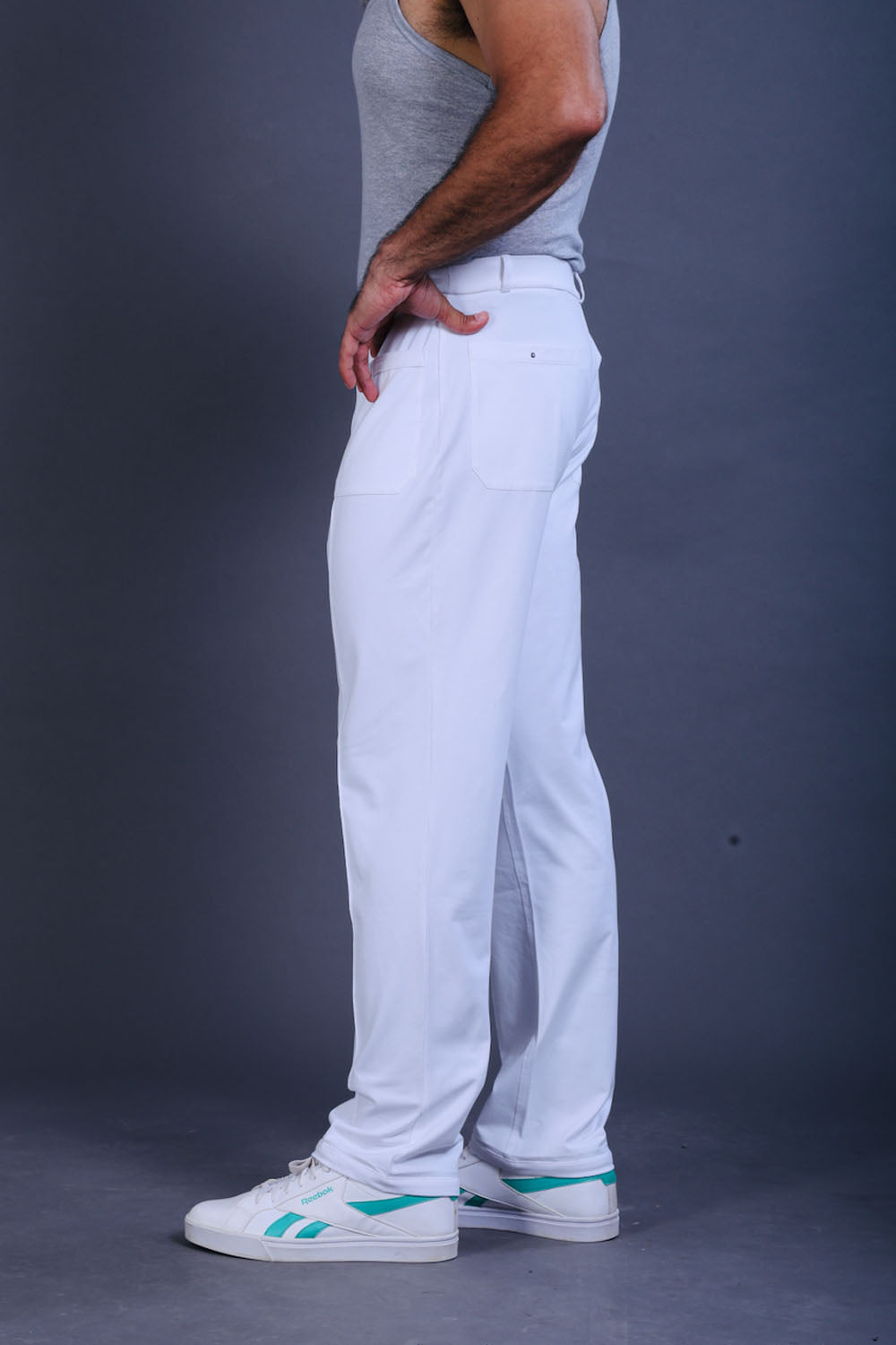 Men’s White Cotton Stretch Pajama Pants with Adjustable Waist