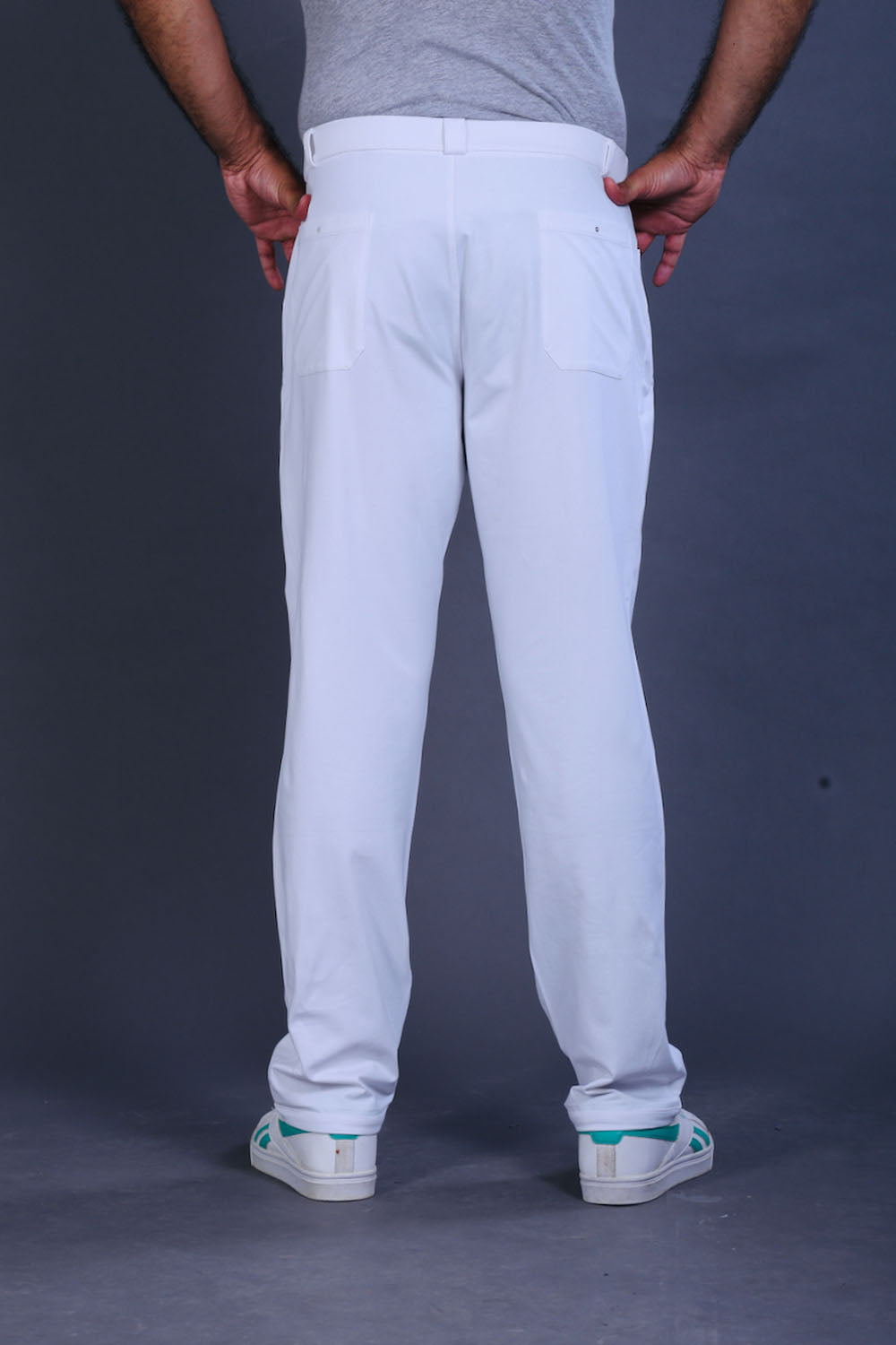 Men’s White Cotton Stretch Pajama Pants with Adjustable Waist