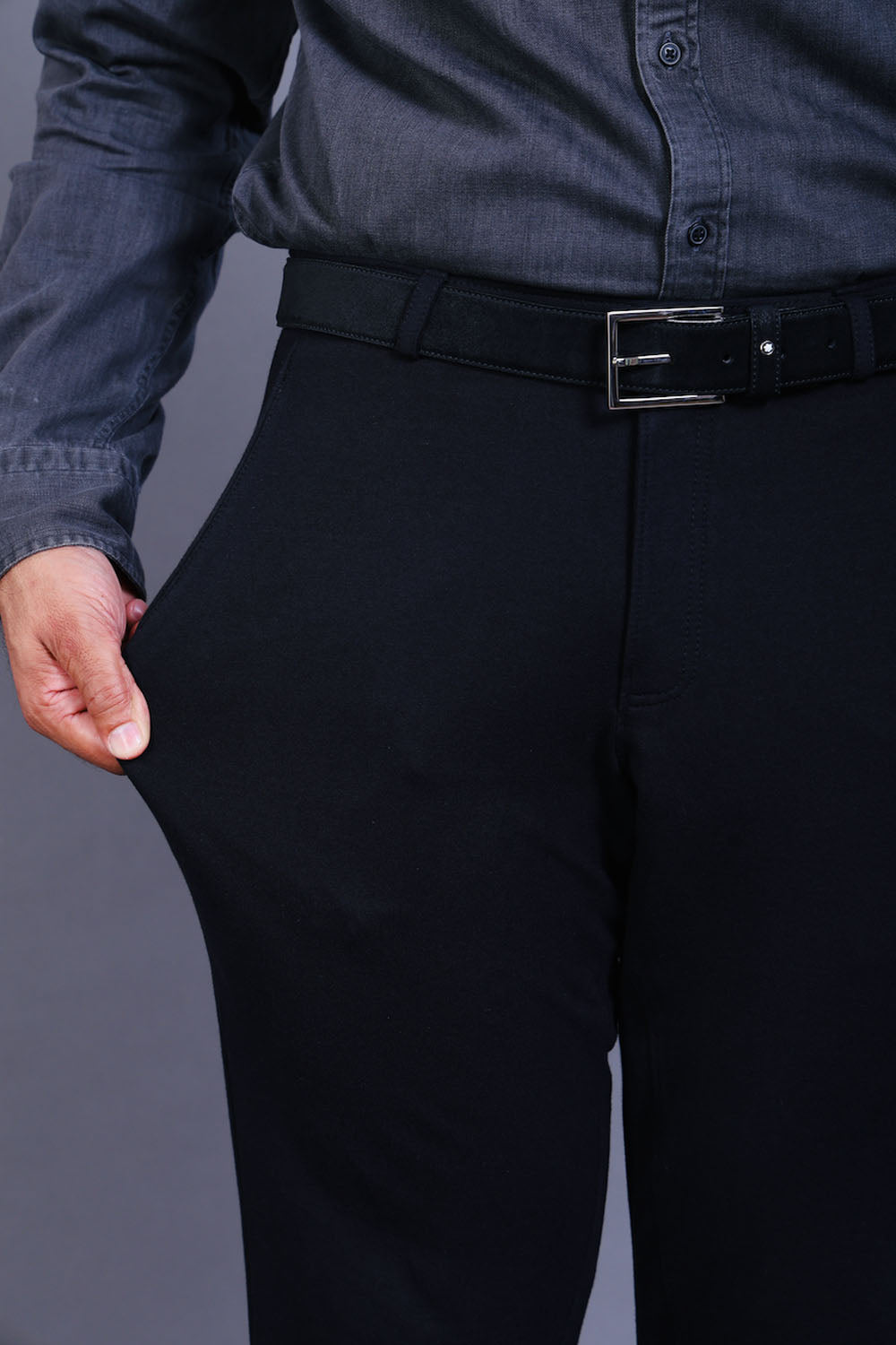 Men's Black Cotton Rich Stretch Formal Pants