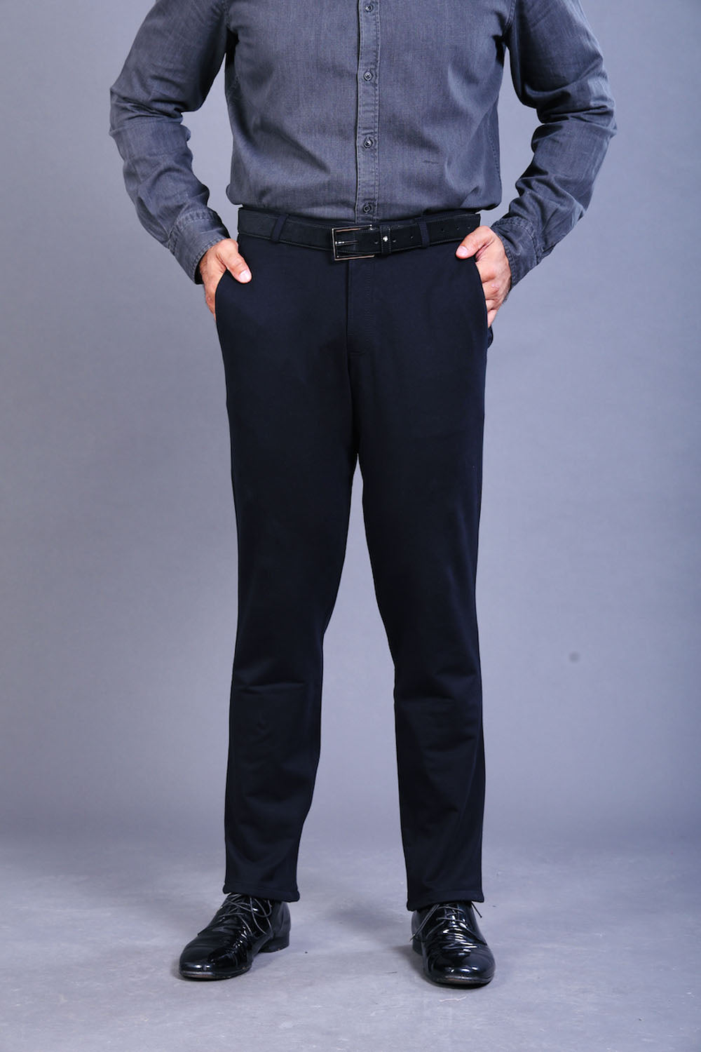 Men's Black Cotton Rich Stretch Formal Pants