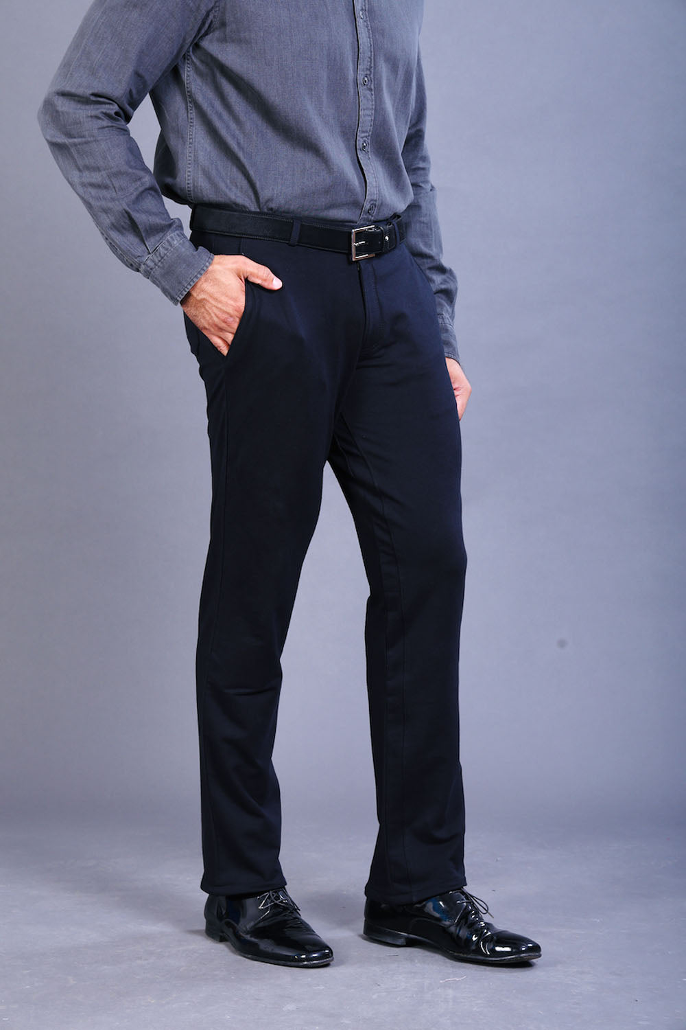 Men's Black Cotton Rich Stretch Formal Pants