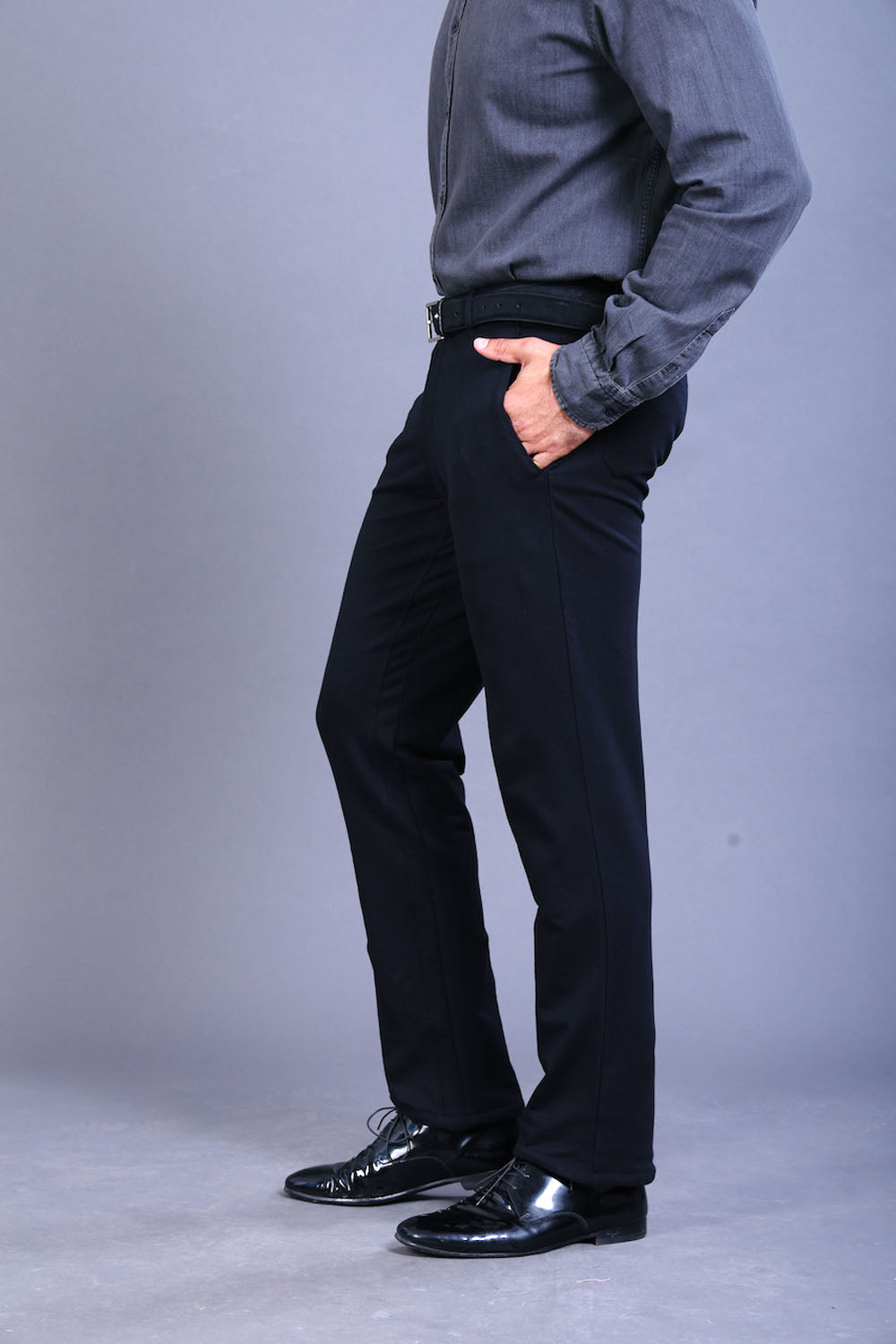 Men's Black Cotton Rich Stretch Formal Pants