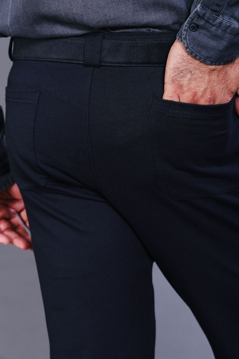 Men's Black Cotton Rich Stretch Formal Pants