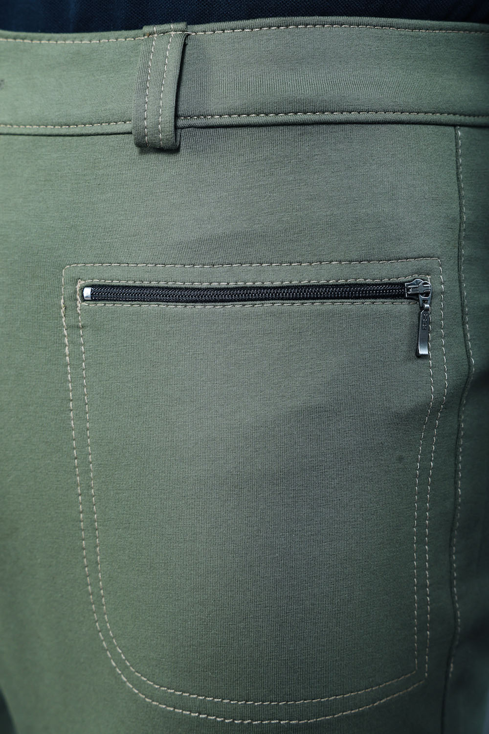Men's Olive Cotton Rich Stretch Casual Pants